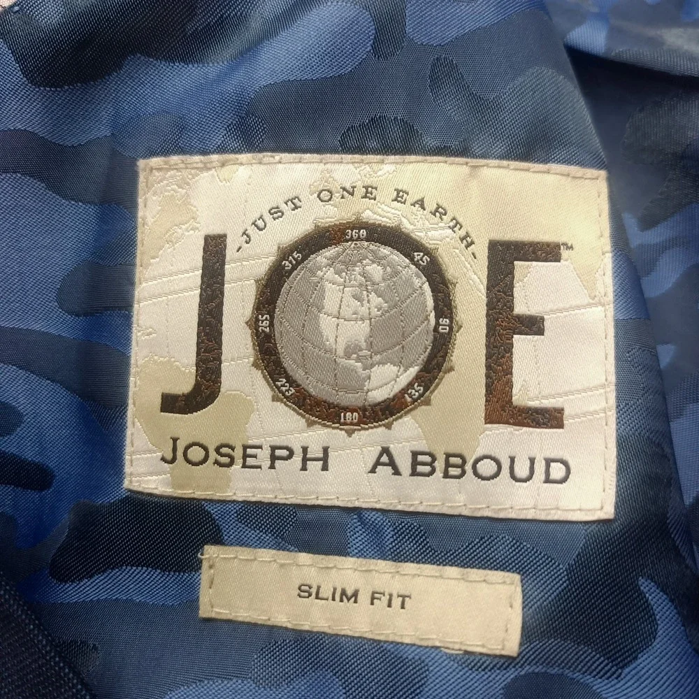 Joseph Abboud‎ JOE Navy Camo Wool Super 120s Slim Fit Suit Coat 46L Pants 36x32